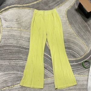 Aerie Lime Ribbed Flare Pants Sz S Retro Y2K Stretch Pull On